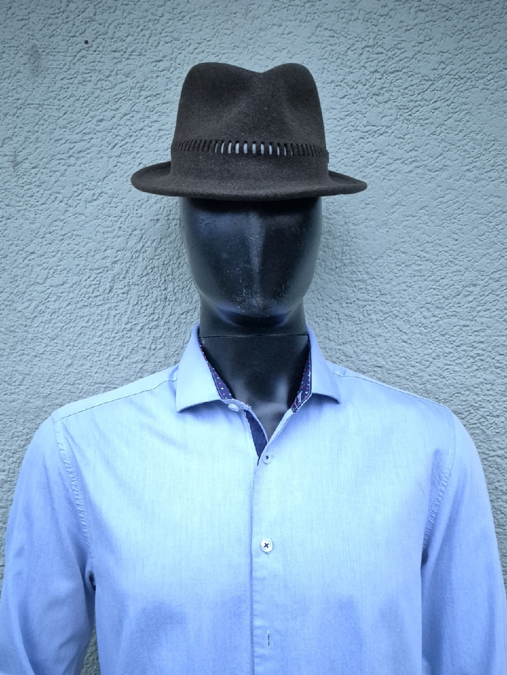 Michelsons London Men's Pure Light Blue Shirt W/Contrasting Collar/Cuffs